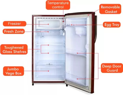 ONIDA 190 L Direct Cool Single Door 3 Star Refrigerator (FLORAL RED, RDS1903R) ONIDA 190 L Direct Cool Single Door 3 Star Refrigerator (FLORAL RED, RDS1903R)